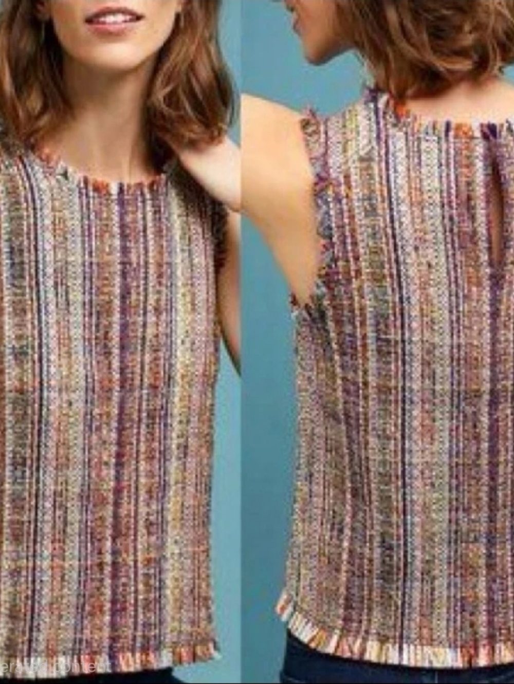 Anthropologie Maeve Marion Sleeveless Tweed Shell Top